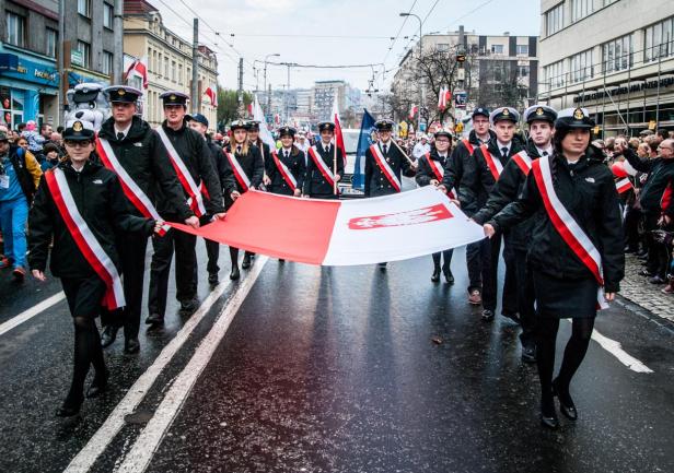 Koło Naukowe \"Seaways\" podczas Parady Niepodległości, fot. Kamil Dopke